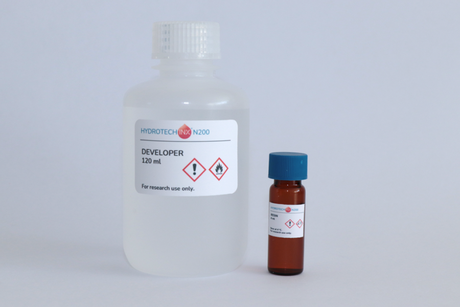 1 kit of Hydrotech INX N200 contains 4 ml of resin suitable for around 10 - 40 prints, depending on the size of the construct.